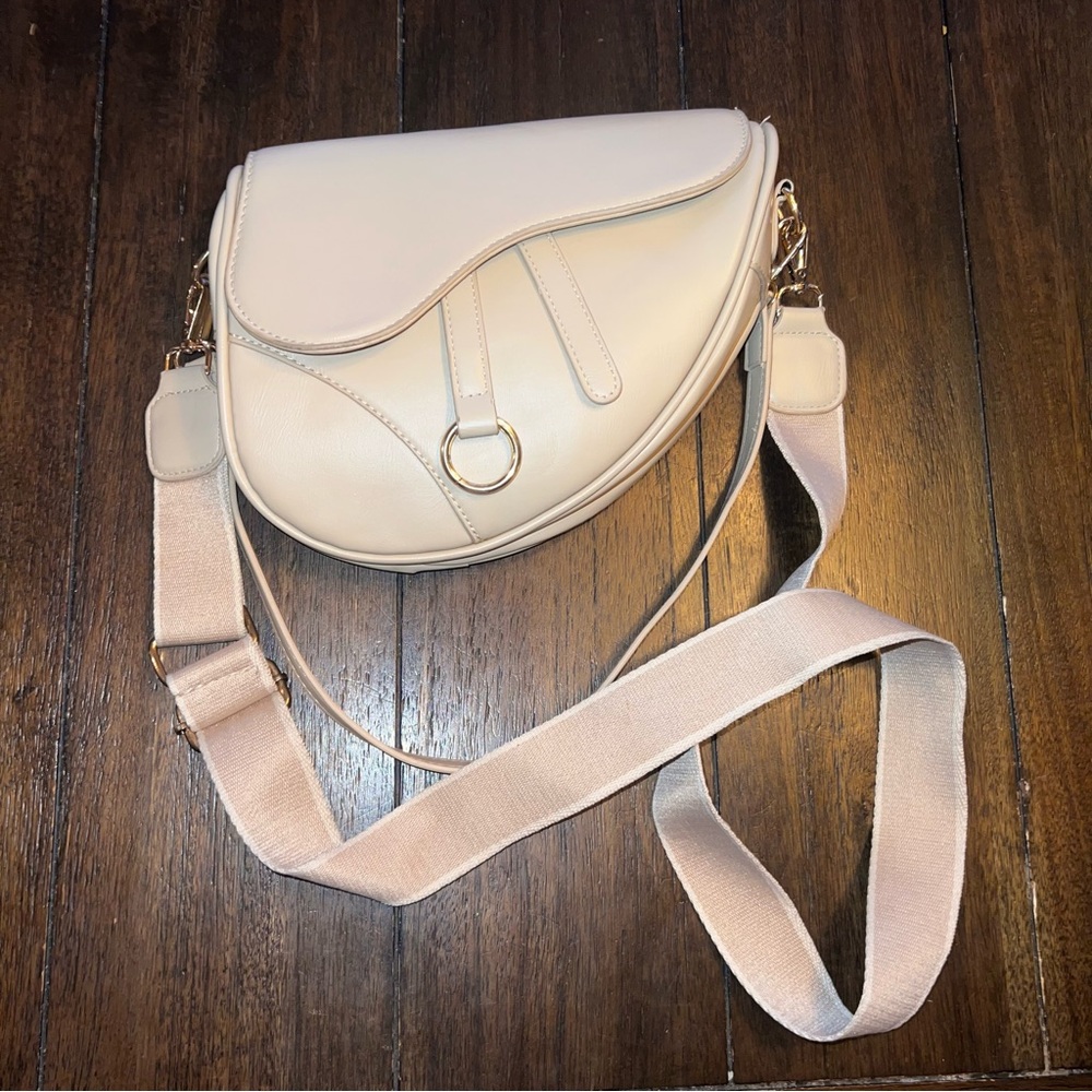 Designer Inspired Elegant Cream Saddle Bag